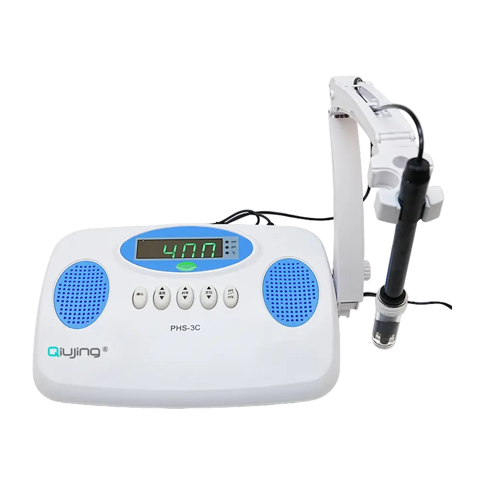 Qiujing IP54 Støvtett trådløs Bluetooth-overføring 4 Standardoverensstemmende Sprutsikker Bentchtop PH Meter PHS-3C