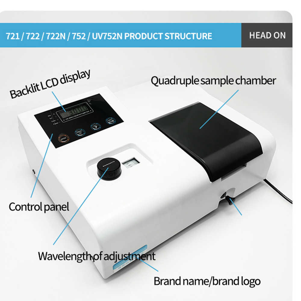 Qiujing Digital Display Manual 4-6NM synlig spektrofotometer med importert wolframlampe 721/722N/722N/S